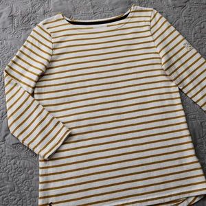 Joules 6/S Harbour Top Yellow White Stripe 3/4